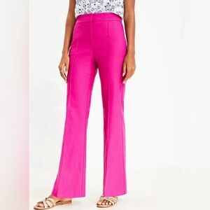 Ann Taylor LOFT NWT Fuchsia Pink Linen Blend Flare Trouser Pant Size 12 Petite